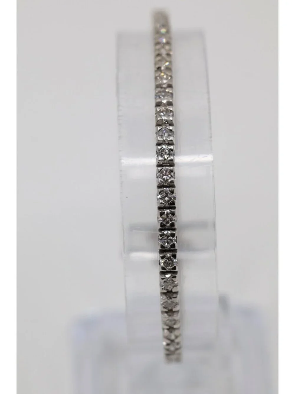 14K Solid White Gold Designer Round Cut Diamond Tennis Link Bracelet - 7